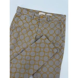 Chino Anthropologie Pants Womens 27 Gray Yellow Embroidered Circle‎ Relaxed Fit